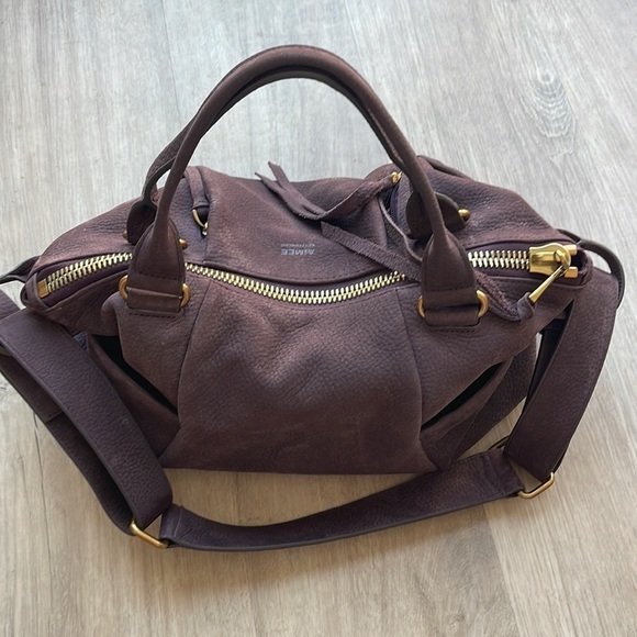 Aimee Kestenberg Small Satchel Purse Handbag Wine Leather - Picture 4 of 10